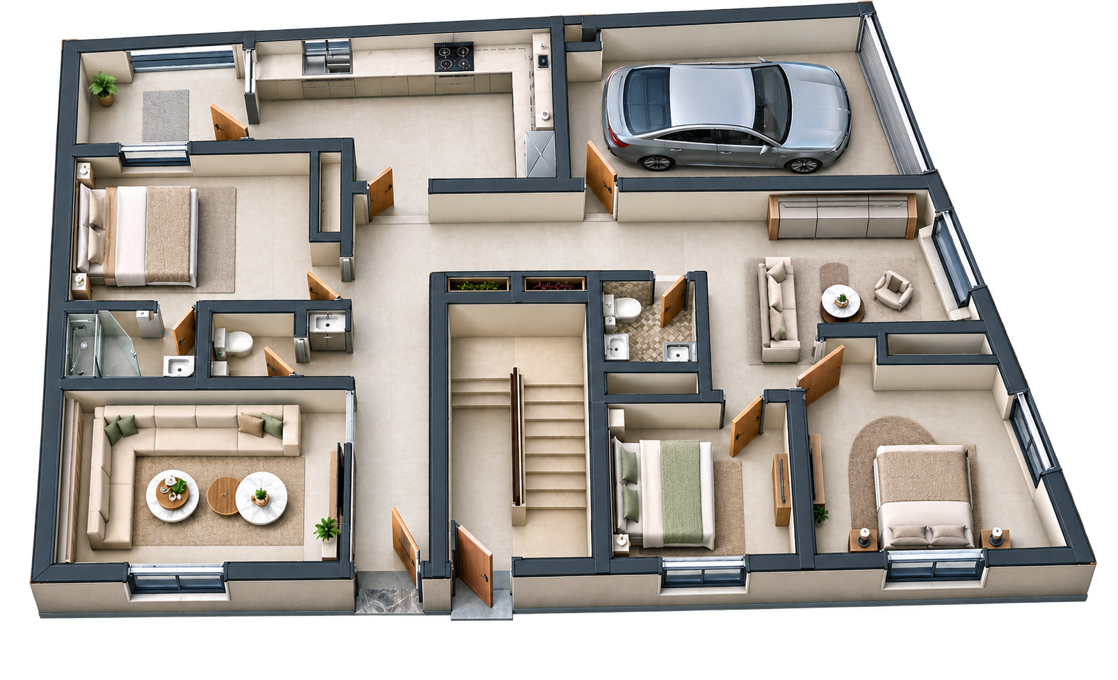 Plan 3D RDC - NASUD Résidence III